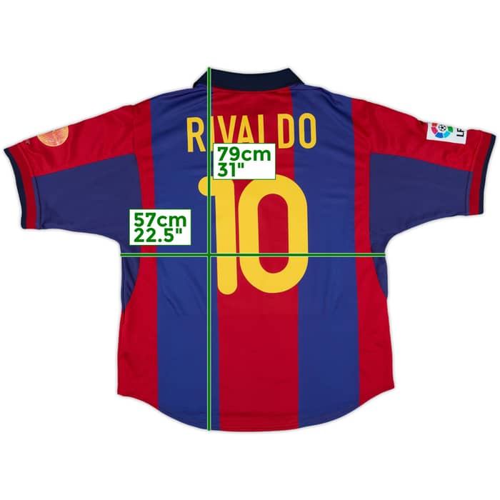 2000-01 Barcelona Home Shirt Rivaldo #10 - 8/10 - (L)