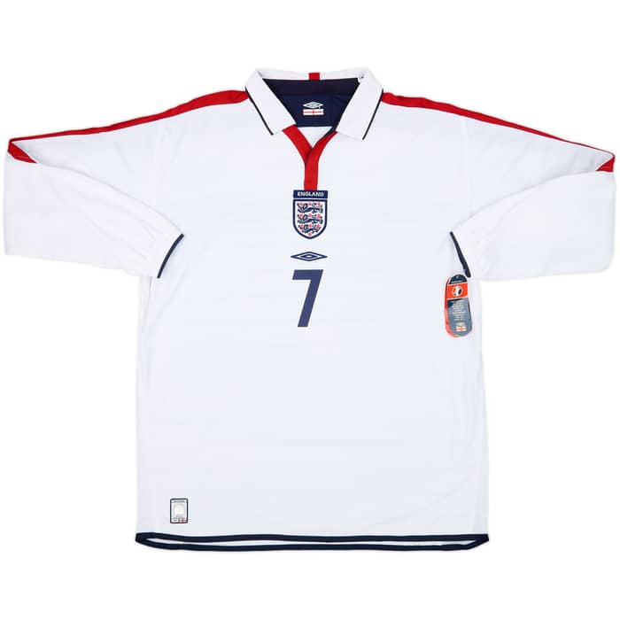 2003-05 England Home L/S Shirt Beckham #7 (XL)