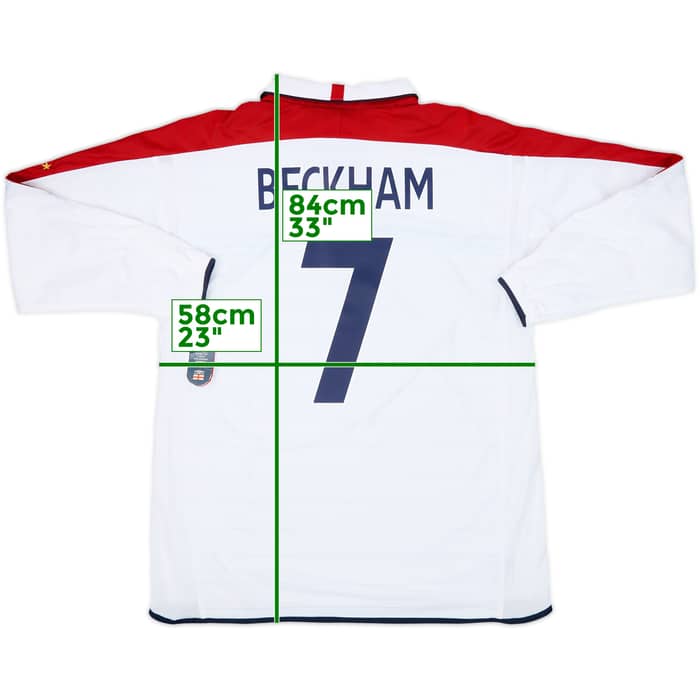 2003-05 England Home L/S Shirt Beckham #7 (XL)