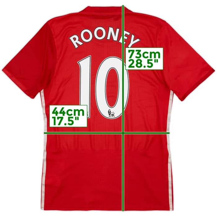 2016-17 Manchester United Authentic Home Shirt Rooney #10 - 7/10 - (M)