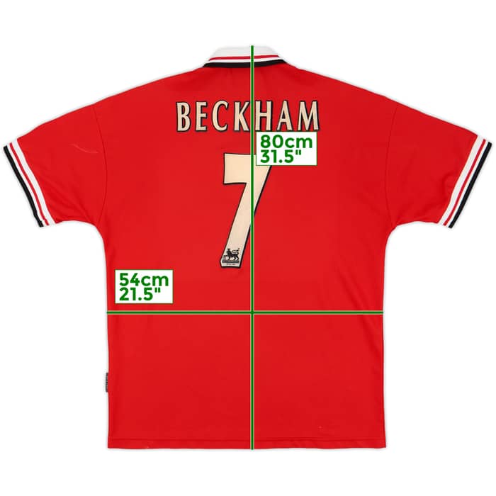 1998-00 Manchester United Home Shirt Beckham #7 - 6/10 - (L)