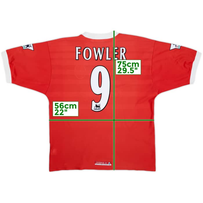 1996-98 Liverpool Home Shirt Fowler #9 - 8/10 - (L)