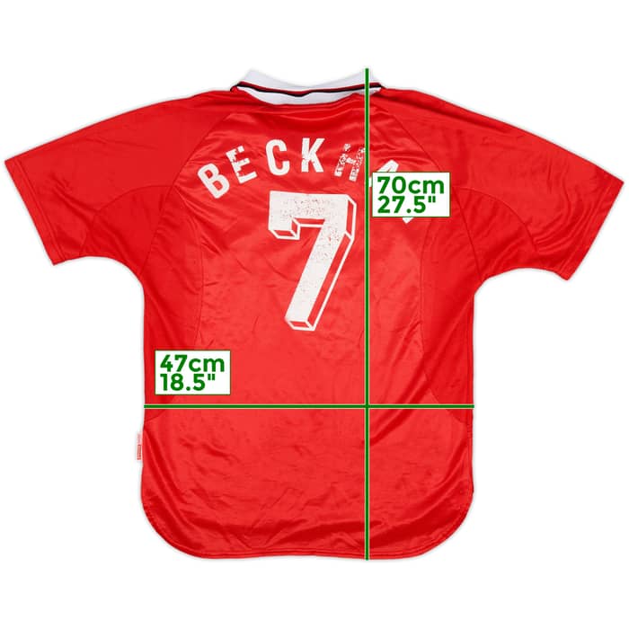1997-00 Manchester United CL Shirt Beckham #7 - 6/10 - (Y)
