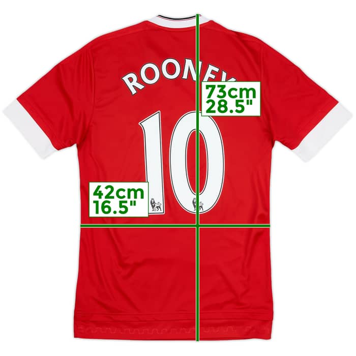 2015-16 Manchester United Home Shirt Rooney #10 - 7/10 - (XS)
