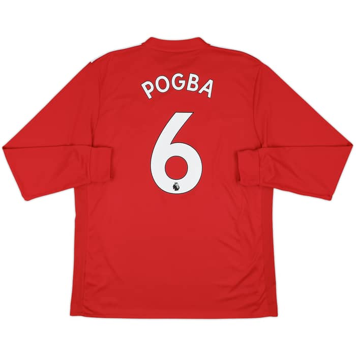 2017-18 Manchester United Home L/S Shirt Pogba #6 - 9/10 - (XL)