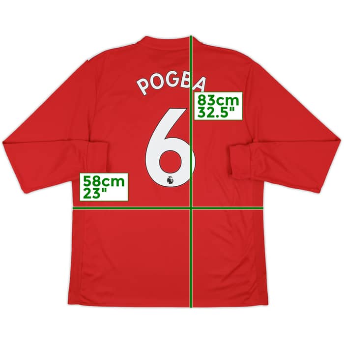 2017-18 Manchester United Home L/S Shirt Pogba #6 - 9/10 - (XL)