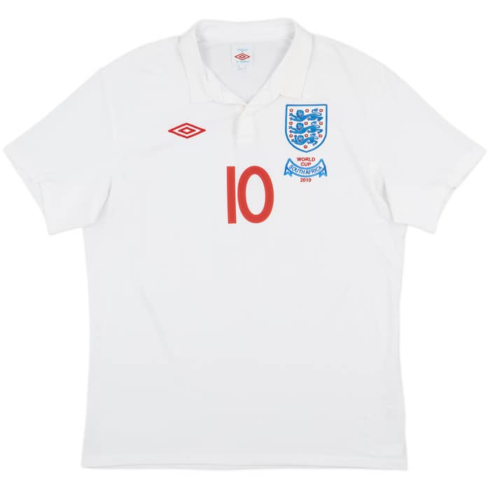 2010-11 England 'World Cup South Africa 2010' Home Shirt Rooney #10 - 8/10 - (L)