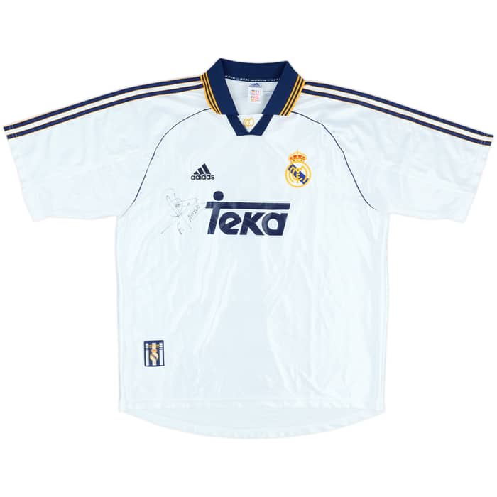 1999-00 Real Madrid Signed Home Shirt Morientes #9 - 8/10 - (L)