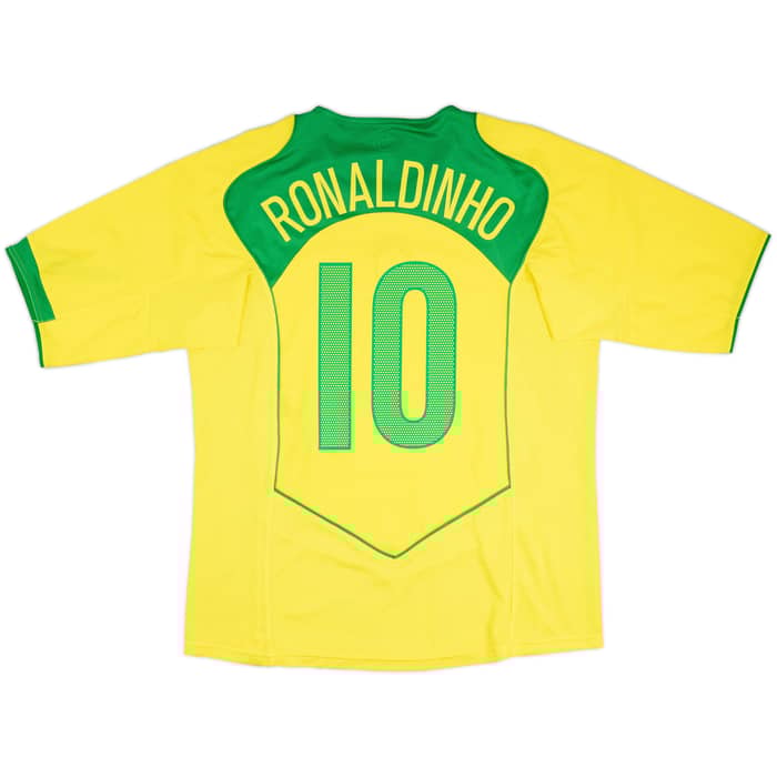 2004-06 Brazil Home Shirt Ronaldinho #10 - 10/10 - (L)