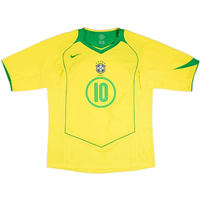 2004-06 Brazil Home Shirt Ronaldinho #10 - 10/10 - (L)