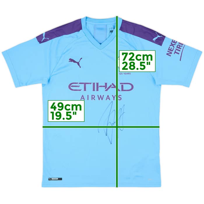 2019-20 Manchester City Signed Home Shirt - 8/10 - (M)
