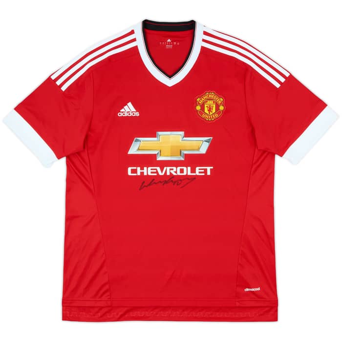 2015-16 Manchester United Signed Home Shirt - 8/10 - (L)