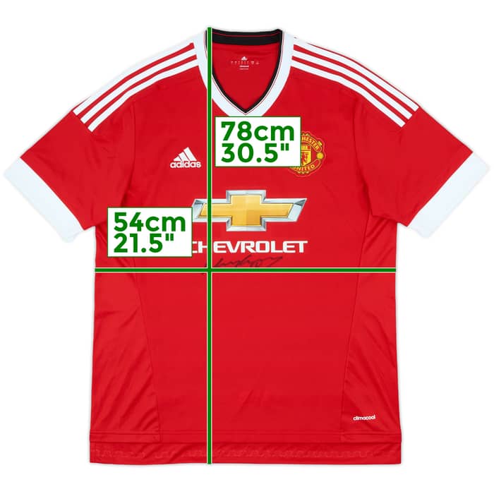 2015-16 Manchester United Signed Home Shirt - 8/10 - (L)