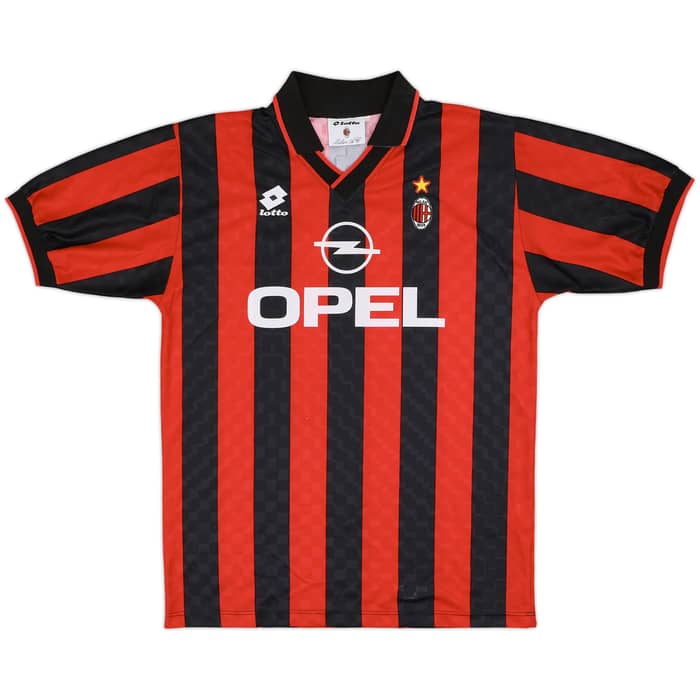 1995-96 AC Milan Signed Home Shirt Maldini #3 - 8/10 - (L)