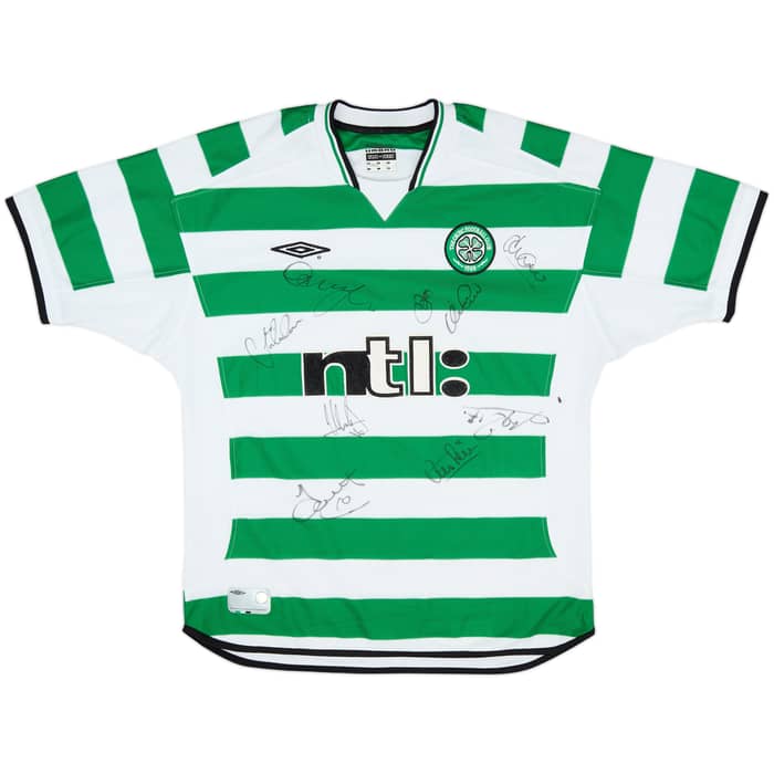 2001-03 Celtic Squad Signed Home Shirt - 8/10 - (L)