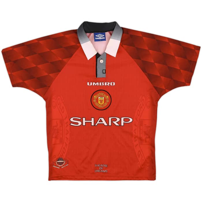1996-98 Manchester United Home Shirt Butt #8 - 8/10 - (Y)