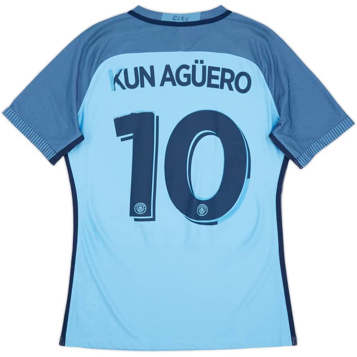 2016-17 Manchester City Authentic Home Shirt Kun Aguero #10 - 4/10 - (L)