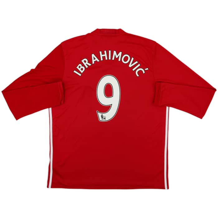 2016-17 Manchester United Home L/S Shirt Ibrahimovic #9 - 6/10 - (XL)