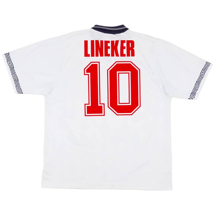 1990-92 England Home Shirt Lineker #10 - 8/10 - (XL)