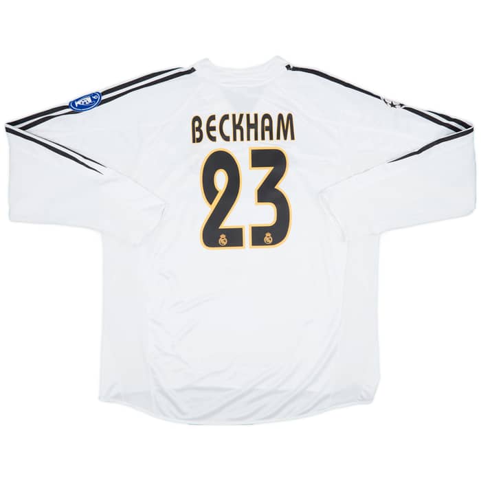 2004-05 Real Madrid Home L/S Shirt Beckham #23 - 6/10 - (XXL)