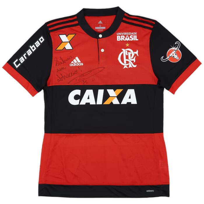 2017 Flamengo Match Issue Signed Home Shirt Diego #35