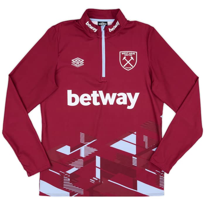 2023-24 West Ham Player Issue 1/4 Zip Training Top - 9/10 - (L)