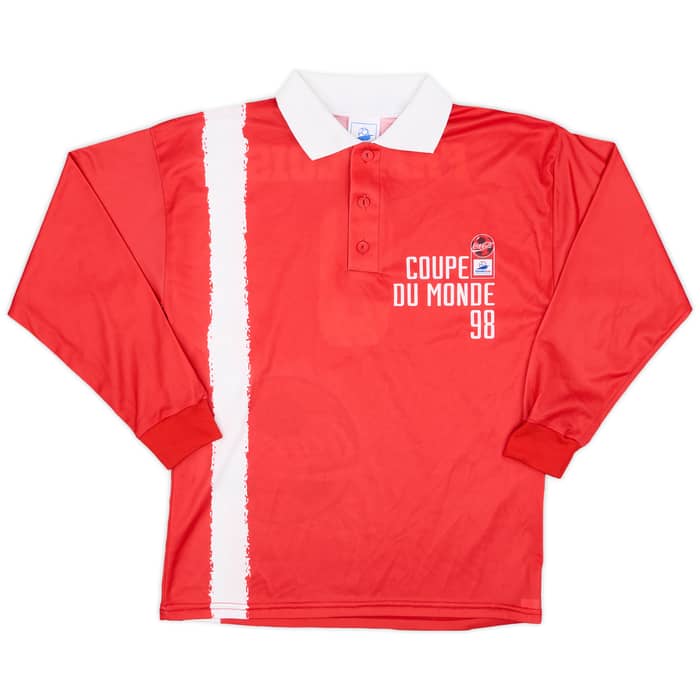 1998 France 98 Cola Cola 'Coupe du Monde' Polo L/S Shirt Francois #9 - 8/10 - (S)