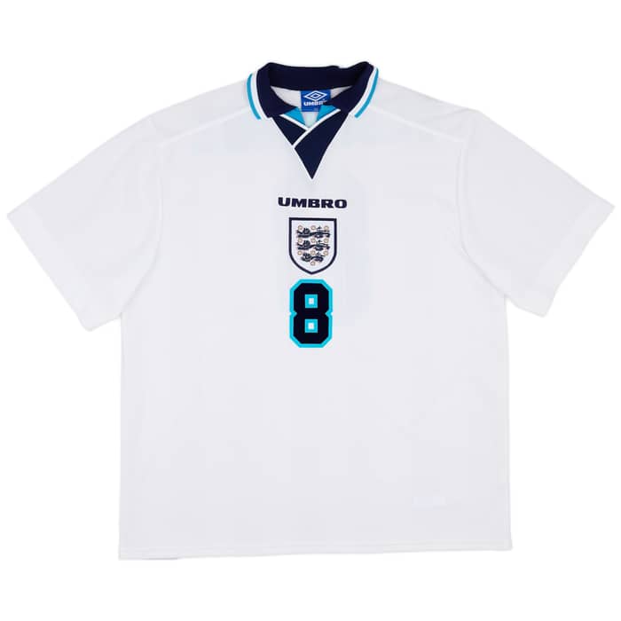 1995-97 England Home Shirt Gascoigne #8 - 9/10 - (XXL)