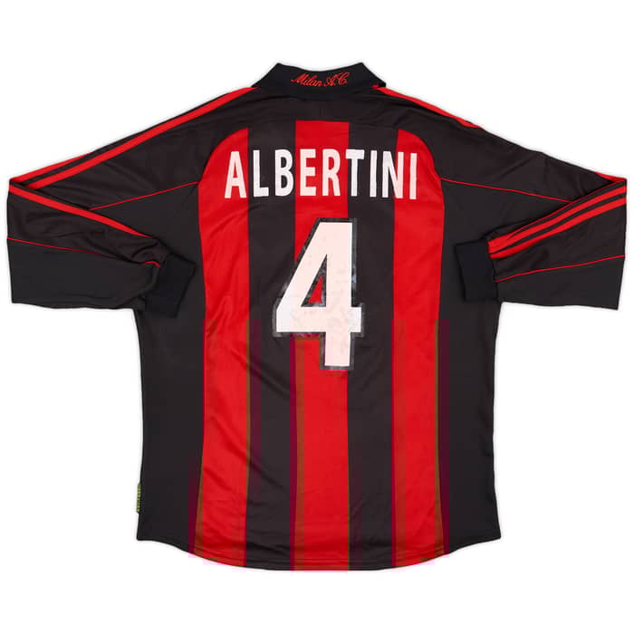 2000-02 AC Milan Match Issue Home L/S Shirt Albertini #4