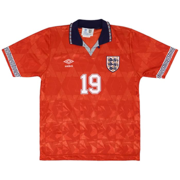 1990-93 England Away Shirt Gascoigne #19 - 9/10 - (S)