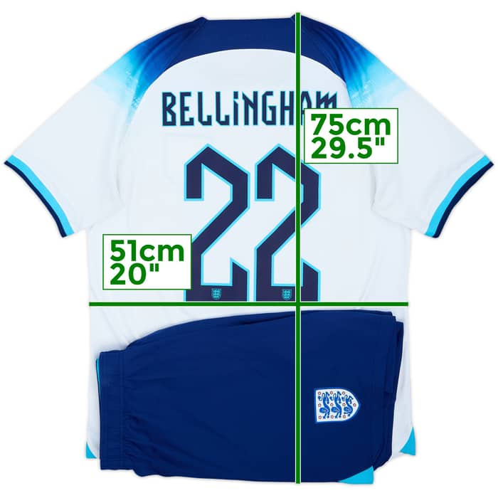 2022-23 England Home Shirt & Shorts Bellingham #22 - 7/10 - (M)