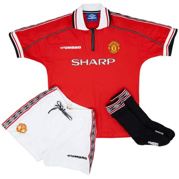 1998-00 Manchester United Home Full Kit - 8/10 - (L.Boys)