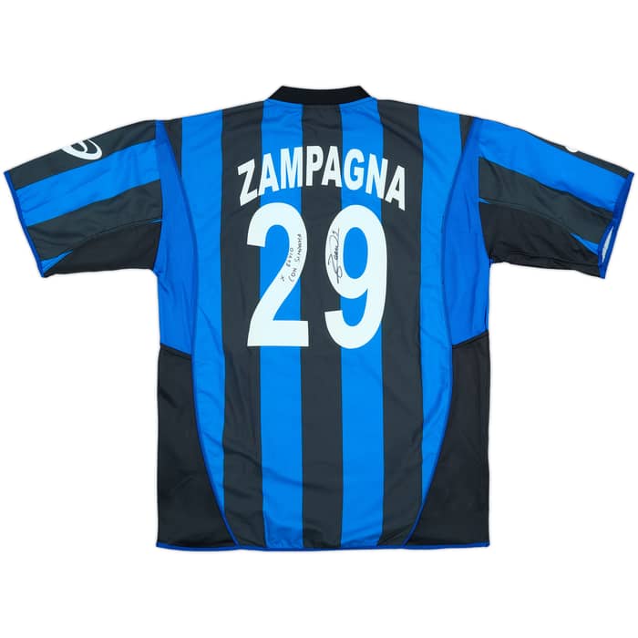 2005-06 Atalanta Match Issue Signed Home Shirt Zampagna #29