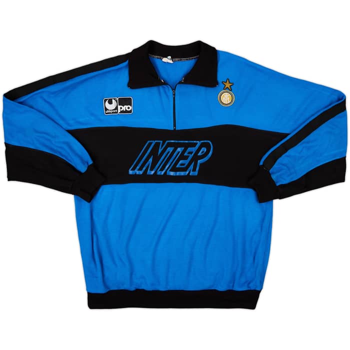1990-91 Inter Milan Uhlsport 1/4 Zip Sweat Top - 8/10 - (M)