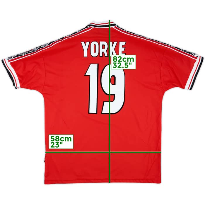 1998-00 Manchester United Home Shirt Yorke #19 - 8/10 - (XL)