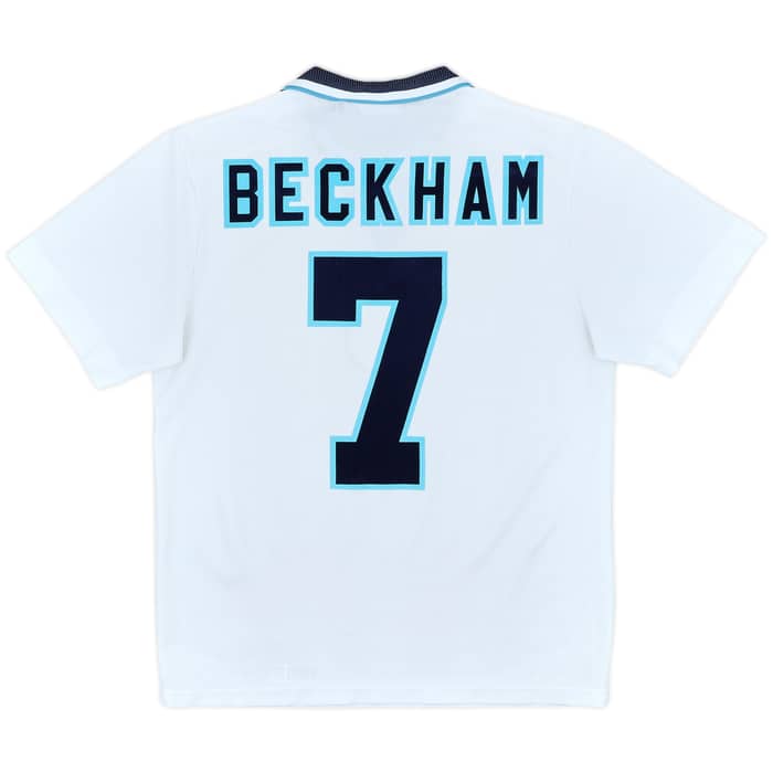 1995-97 England Home Shirt Beckham #7 - 8/10 - (M)