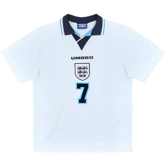 1995-97 England Home Shirt Beckham #7 - 8/10 - (M)