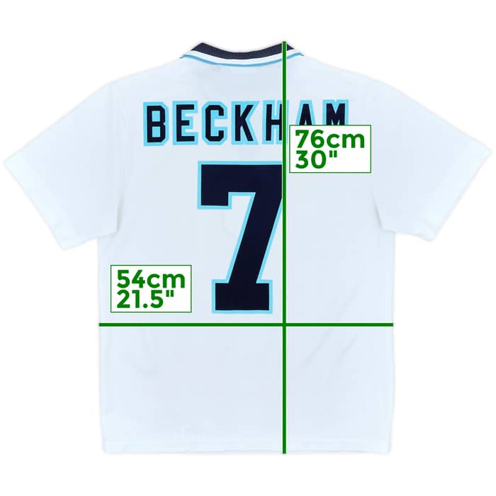 1995-97 England Home Shirt Beckham #7 - 8/10 - (M)