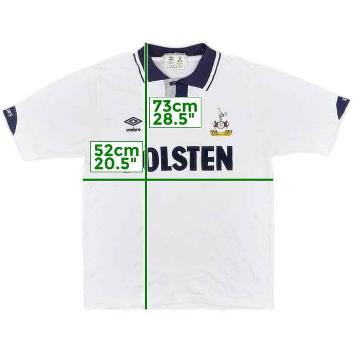1991-93 Tottenham Home Shirt - 8/10 - (L)