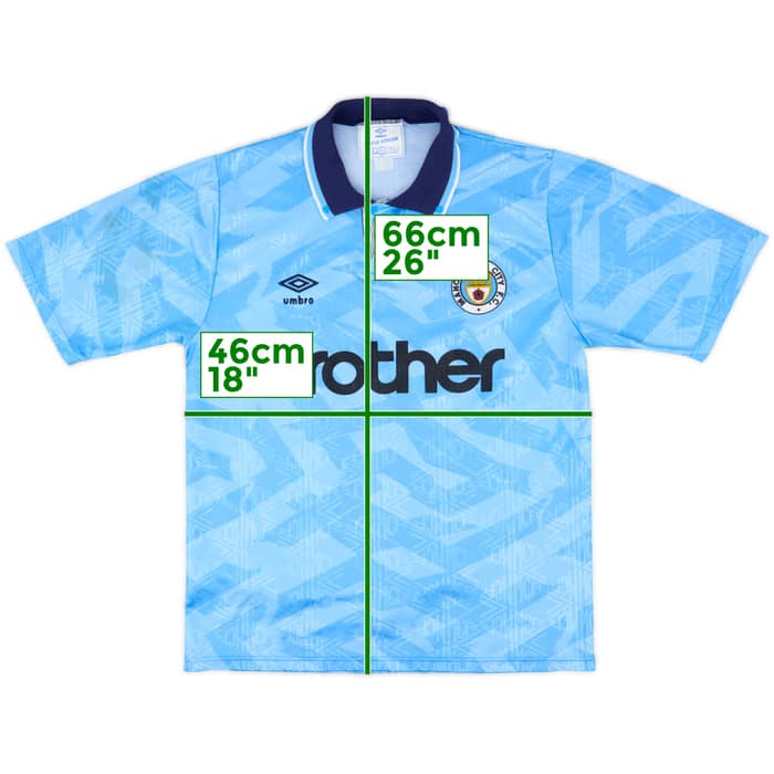 1991-93 Manchester City Home Shirt - 7/10 - (M)