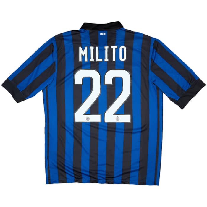 2011-12 Inter Milan Home Shirt Milito #22 - 7/10 - (L)