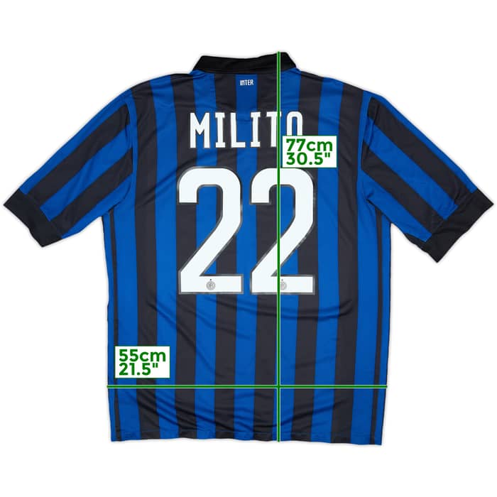 2011-12 Inter Milan Home Shirt Milito #22 - 7/10 - (L)