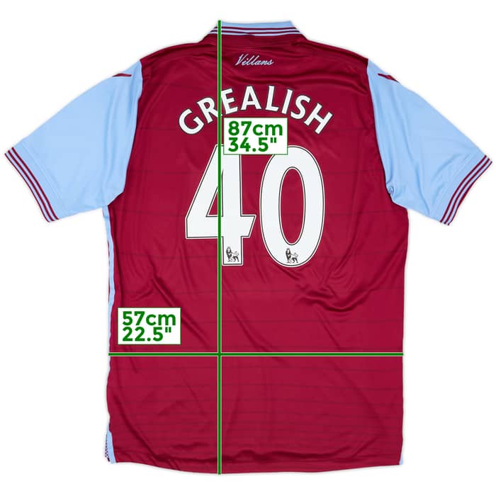 2015-16 Aston Villa Player Issue Home Shirt Grealish #40 - 7/10 - (XL)