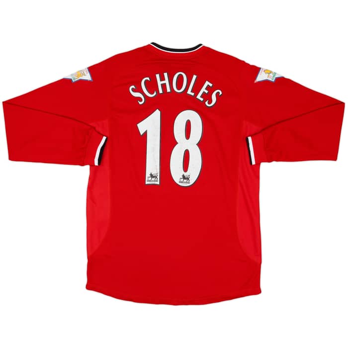 2000-02 Manchester United Home L/S Shirt Scholes #18 - 6/10 - (M)