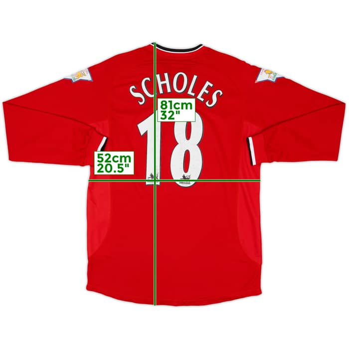 2000-02 Manchester United Home L/S Shirt Scholes #18 - 6/10 - (M)