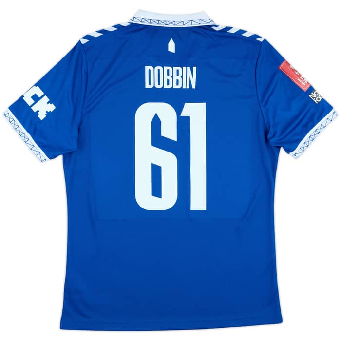 2023-24 Everton Match Issue Squad Signed FA Cup Home Shirt Dobbin #61