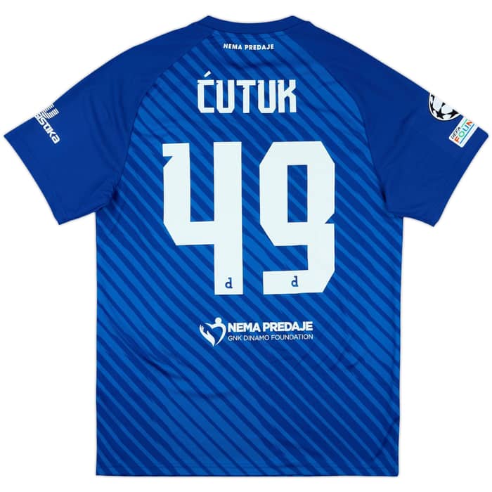 2024-25 Dinamo Zagreb Match Issue Champions League Home Shirt Ćutuk #49