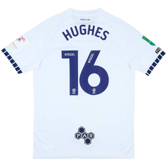 2024-25 Preston North End Match Issue Carabao Cup Home Shirt Hughes #16