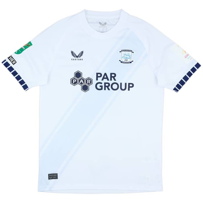 2024-25 Preston North End Match Issue Carabao Cup Home Shirt Hughes #16