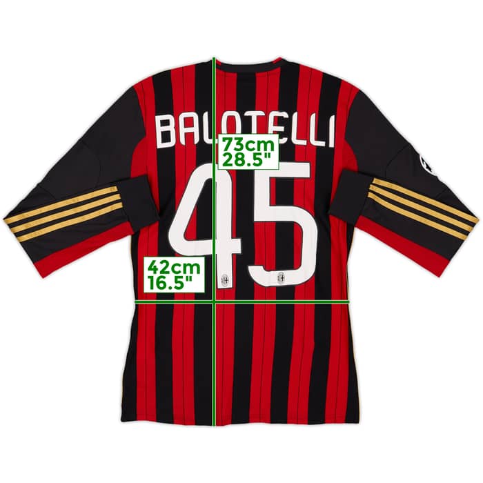 2013-14 AC Milan Home L/S Shirt Balotelli #45 - 6/10 - (S)